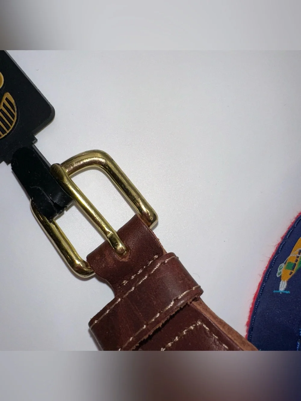 Preston Leather Plane Colorful Belt Solid Brass Buckle Kids Size 24 Made in USA